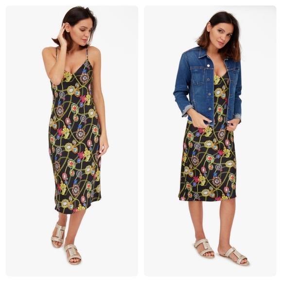 New! L’Agence Jodie Black 100% Silk Jewel Print Slip Dress 💎 size 2 - Picture 9 of 16